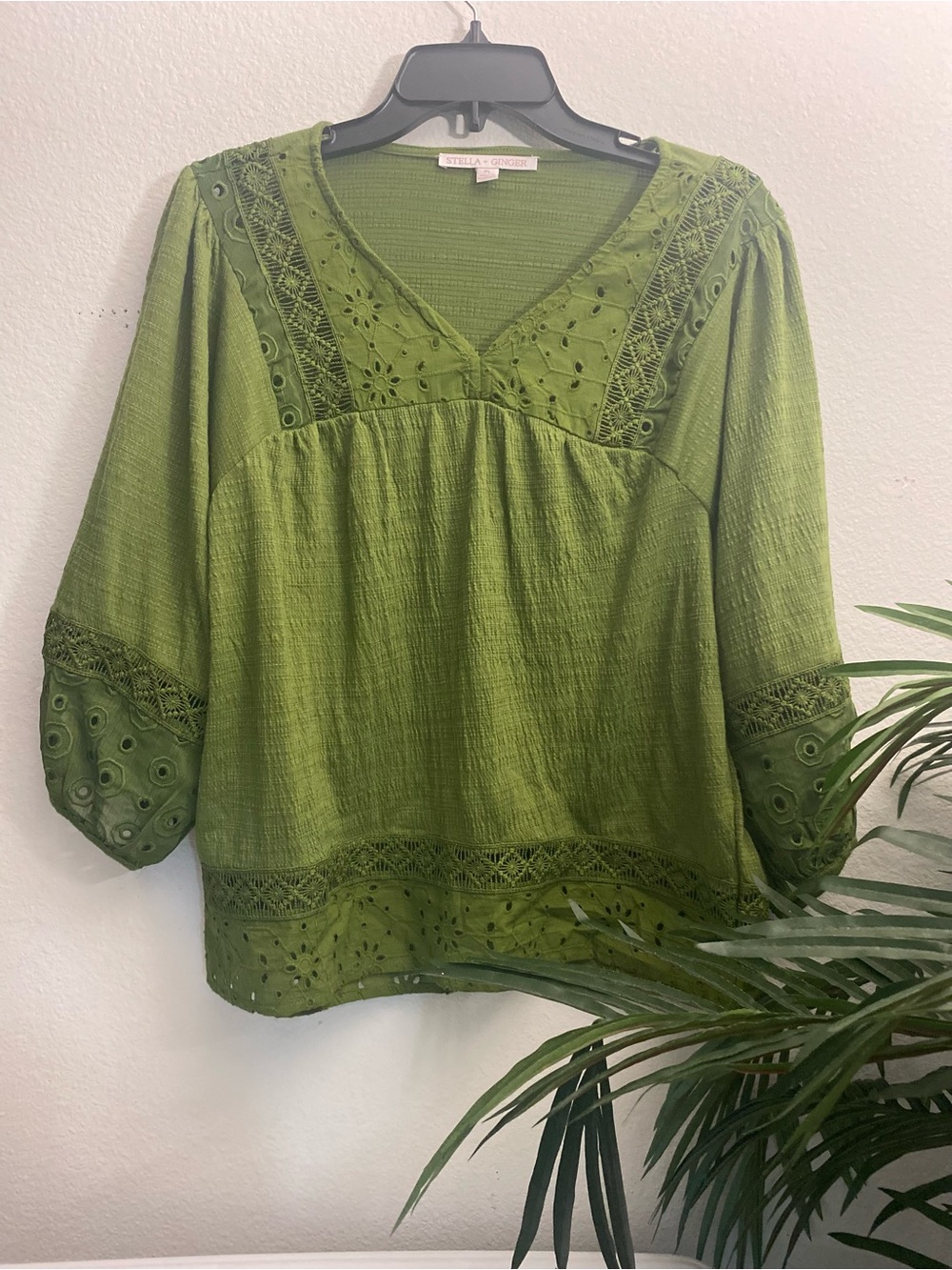 Olive Green Stella + Ginger V-Neck Women's Top